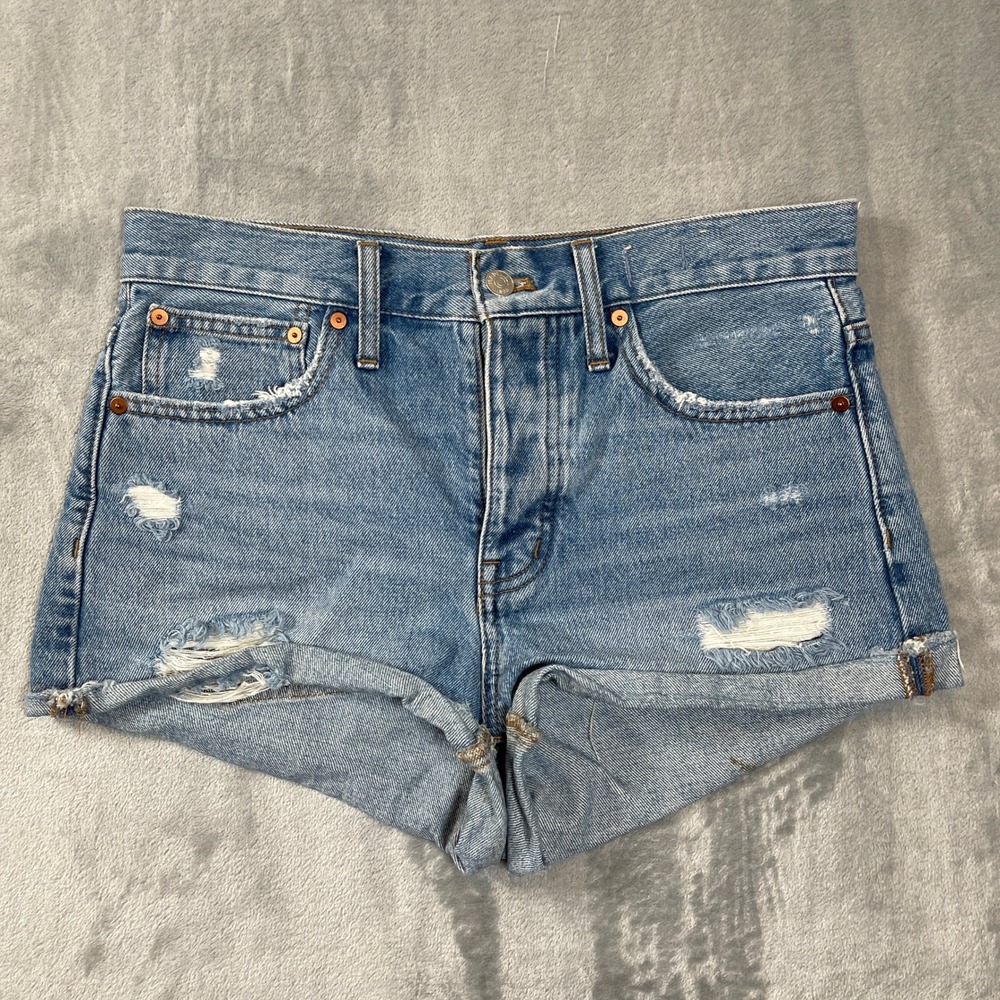 Madewell Shorts Size 25 Relaxed Denim Light Wash Distressed Button Fly